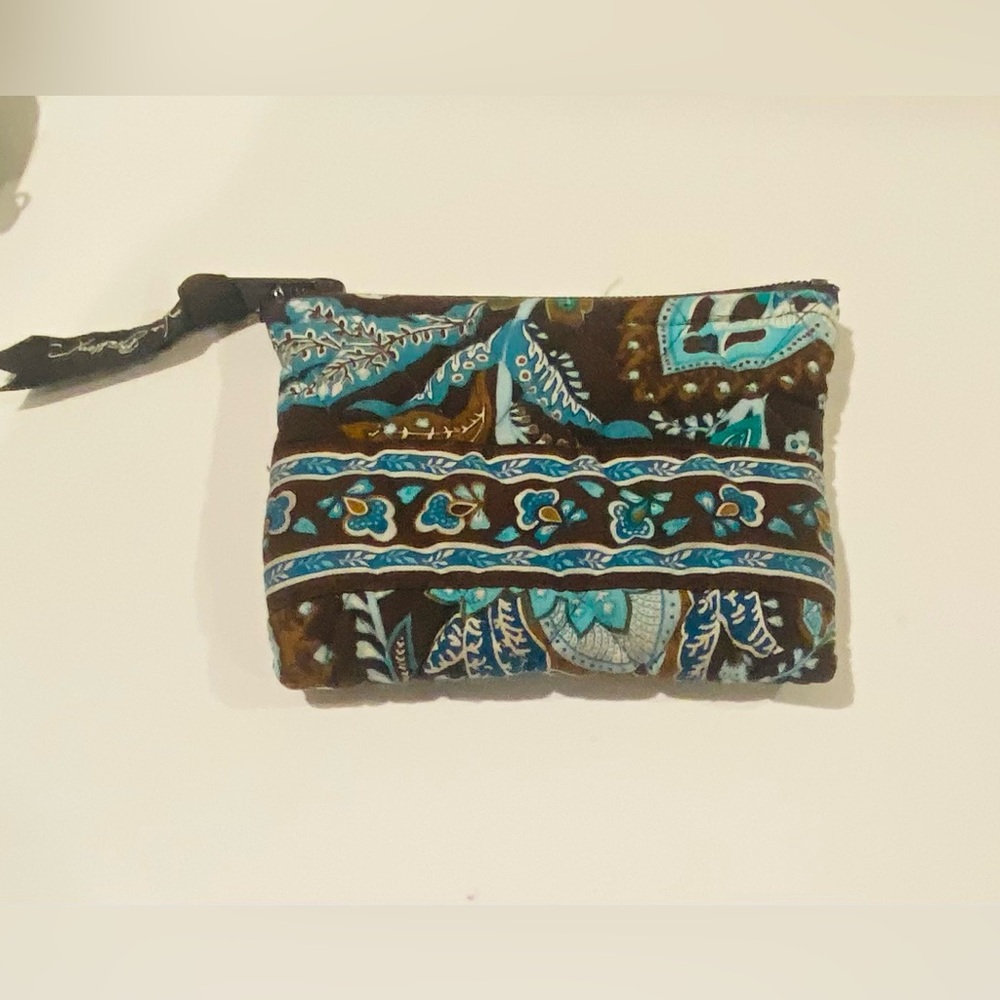 Vera Bradley Blue and Brown Patterned  Cottagecore Boho Clutch Earthy Hippie